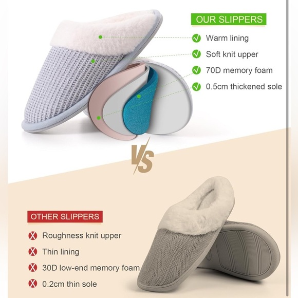 Cozy Gray and White faux fur Slippers - Picture 4 of 4